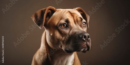 Studio portrait of a dog with a cute face  concept of Pet Photography  soft color background. AI Generated