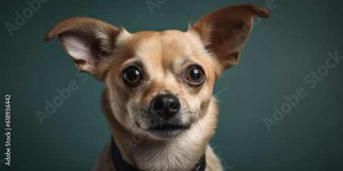Studio portrait of a dog with a cute face, concept of Pet Photography, soft color background. AI Generated © Fernando