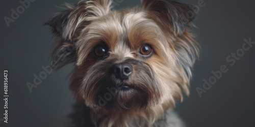 Studio portrait: Dog with adorable face in soft-colored background. AI Generated