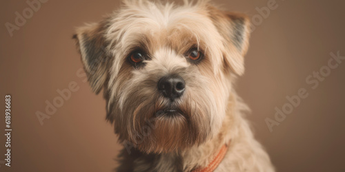 Cute dog in studio portrait against a soft-colored backdrop. AI Generated