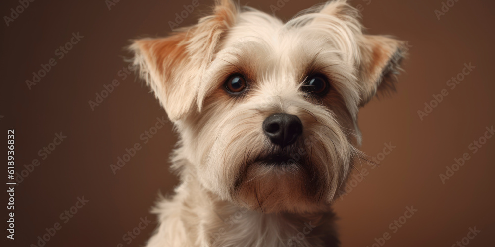 Dog with an endearing expression: Studio portrait in gentle hues. AI Generated