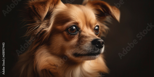 Irresistible canine charm: Studio portrait with a cute face in soft colors. AI Generated © Fernando