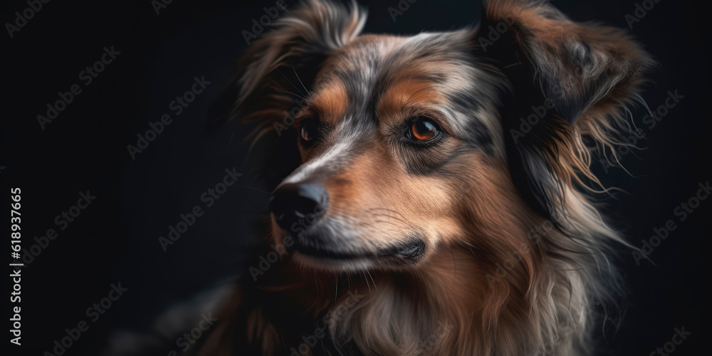 Aesthetic studio portrait: Dog with an adorable face against a gentle backdrop. AI Generated