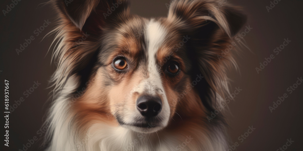 Aesthetic studio portrait: Dog with an adorable face against a gentle backdrop. AI Generated