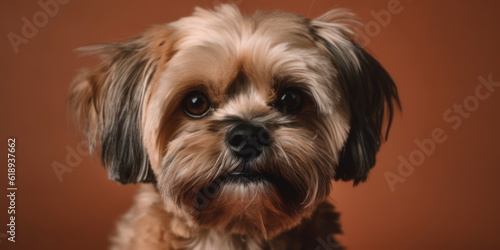 Aesthetic studio portrait: Dog with an adorable face against a gentle backdrop. AI Generated