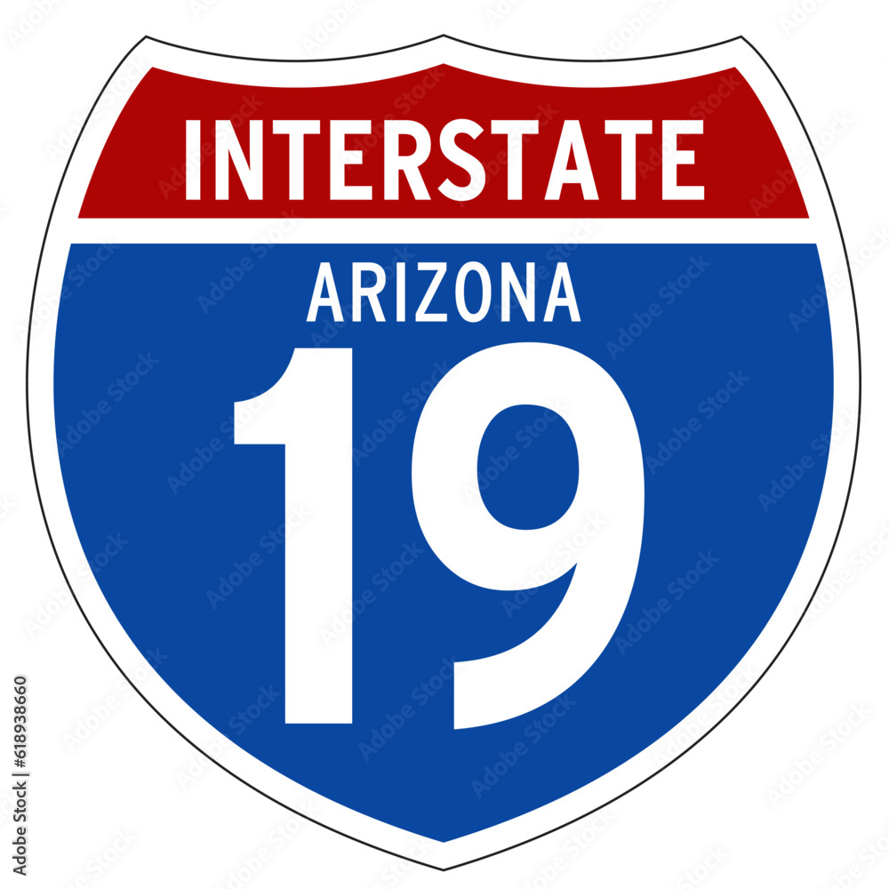 Arizona Interstate 19 Sign, I-19, Isolated Road Sign vector, Arizona ...