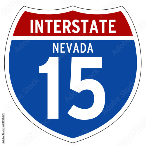 Nevada Interstate 15 Sign, I-15, Isolated Road Sign vector, Nevada, US Interstate Highway Sign