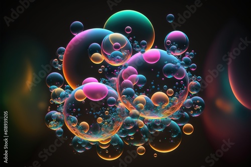 a bunch of bubbles floating in the air on a black background with a black background and a black background with a black background and a black background with a black border with a white border.