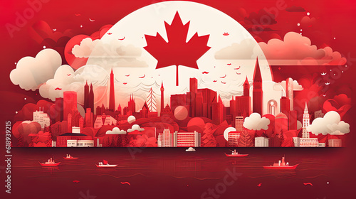 Quality AI Generated Stock Image for Canada Day photo