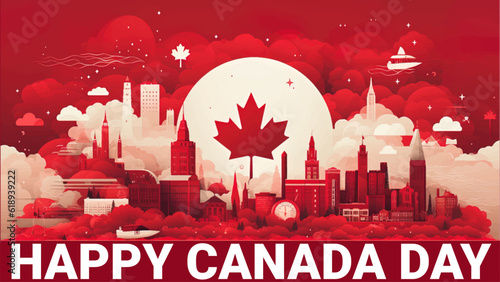 Quality AI Generated Stock Image for Canada Day. Traced down to vector nodes. photo
