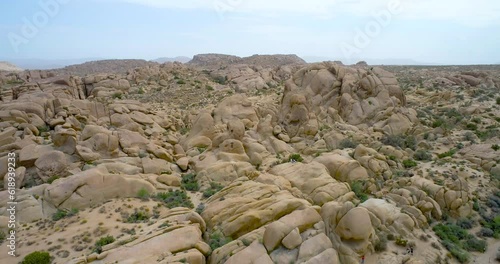 Aerial Drone View of Skull Rock in Joshua Tree National Park California USA