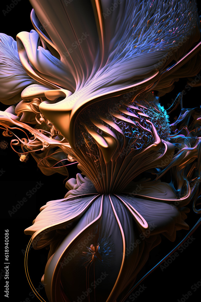 Obraz premium 3D surreal illustration. sacred geometry. Mysterious psychedelic relaxation pattern. fractal abstract texture. Digital artwork graphic astrology magic