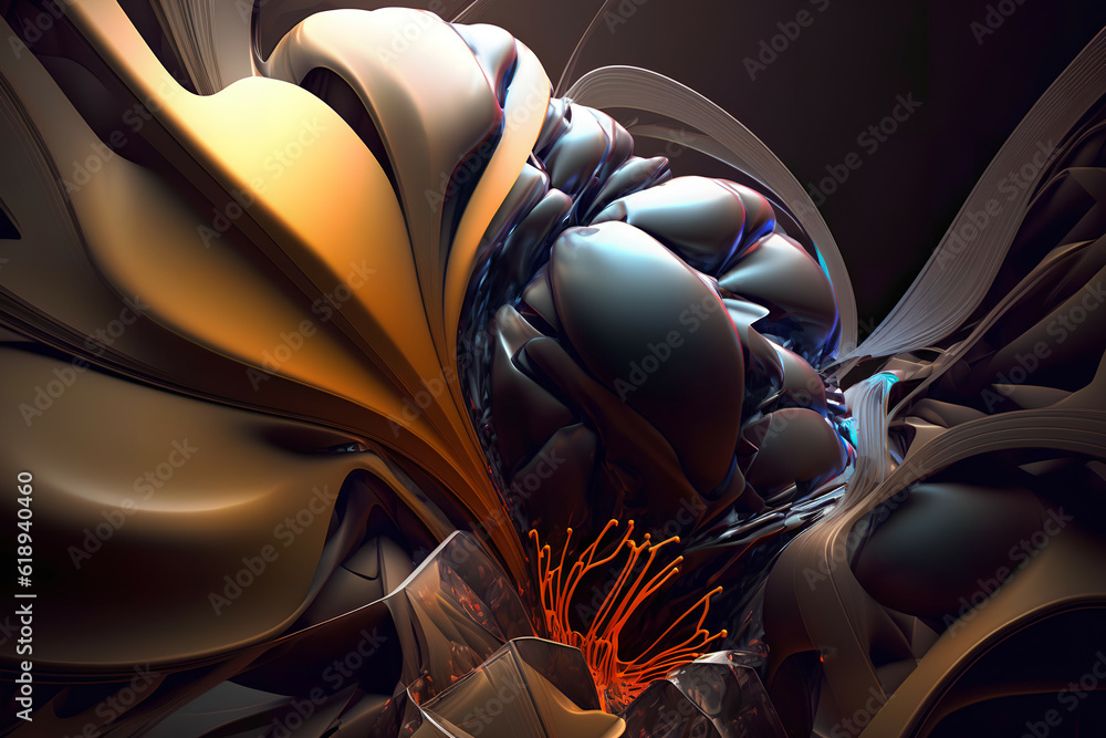 Obraz premium 3D surreal illustration. sacred geometry. Mysterious psychedelic relaxation pattern. fractal abstract texture. Digital artwork graphic astrology magic