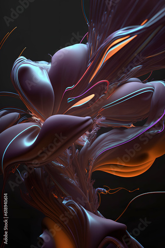 3d illustration of abstract geometric composition, digital fractal art works.