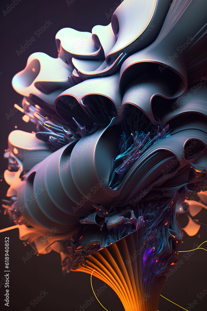 Obraz premium 3d illustration of abstract geometric composition, digital art works. computer generated graphics.