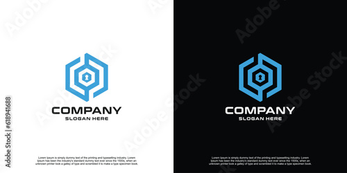 Modern Shield Hexagon Security Logo Design