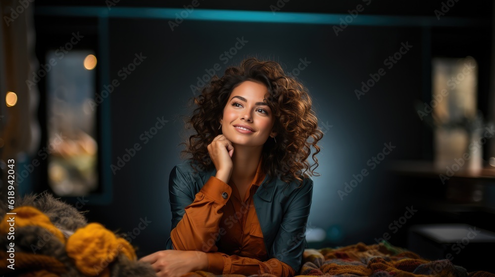 photo of a happy woman in a studio photo of a happy woman in a studio