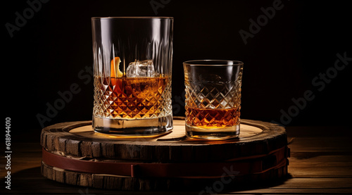 glass of whiskey on black generativa IA