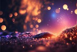 a blurry photo of a purple and orange background with boke of lights and bubbles in the foreground and a blurry image of a purple and orange background with a blurry background.