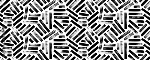 Seamless fabric texture, basket or weave. Hand drawn decorative seamless pattern with bold brush strokes. Grunge thick lines and stripes ornament. Vector wicker geometric texture with rough edges.