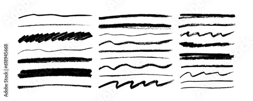 Charcoal pencil scribble vector set. Childish drawing. Doodles and curved lines, straight thin strokes. Black pencil sketchy lines. Grungy smears and rough crayon strokes isolated on white background.