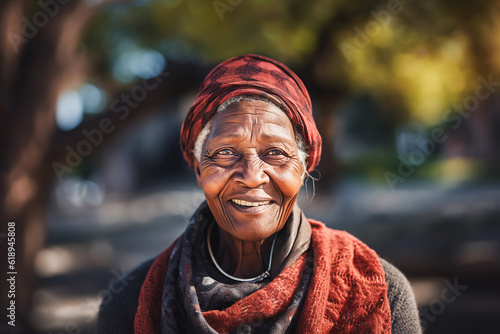 Mature black woman with friendly smile photo