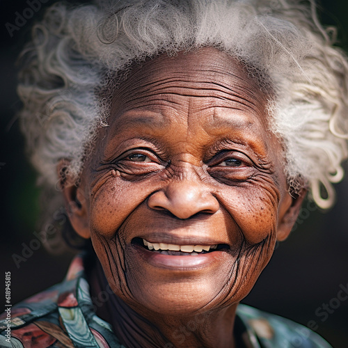 Mature black woman with friendly smile photo