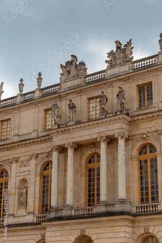 Paris  France - May 20  2023  exterior  architecture and park outdoors of the Palace Versailles royal chateau UNESCO list of World Heritage Sites.