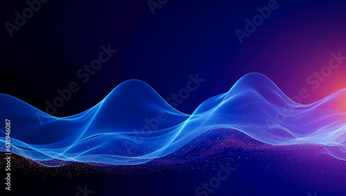 Concept of network waves on blue background, futuristic organic. © Saulo Collado