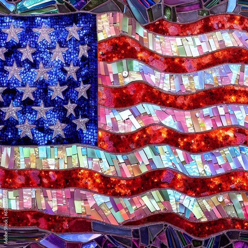 glass mosaic artwork showcases the American flag