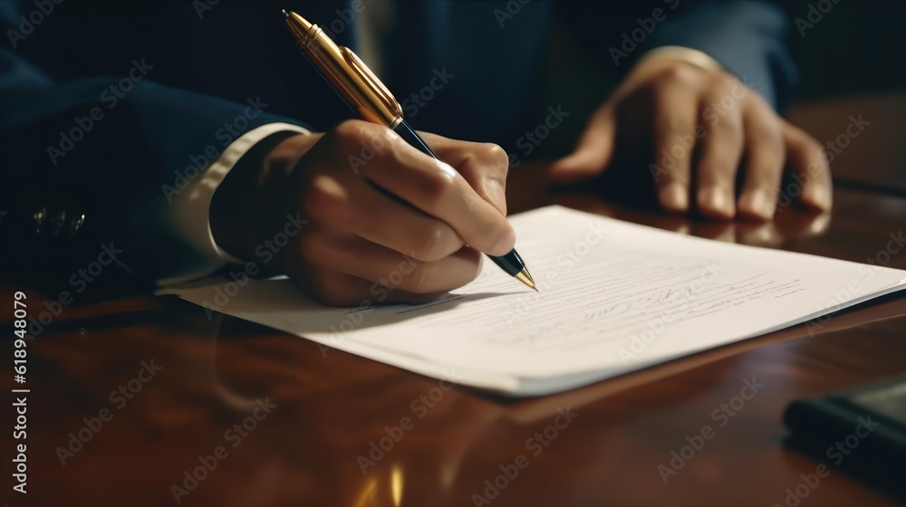 Businessman is signing contract paper Businessman is signing contract paper