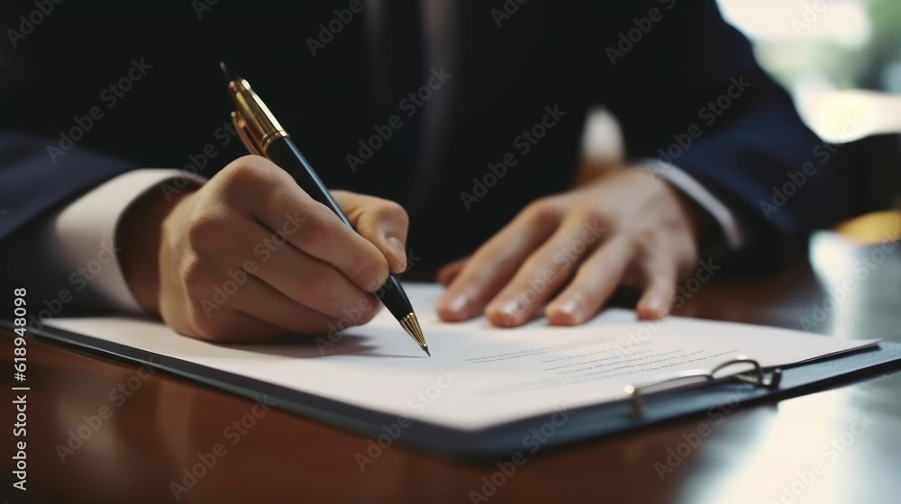Businessman is signing contract paper Businessman is signing contract paper