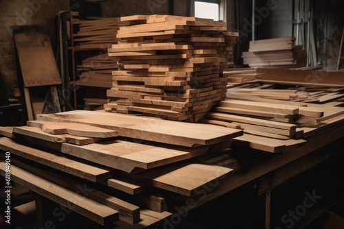 stacks of wooden planks for a carver s next project  created with generative ai