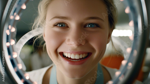 young adult woman is checki...