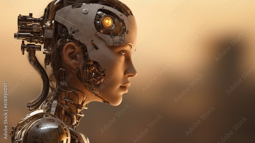 woman is half a robot with artificial intelligence body parts woman is half a robot with artificial intelligence body parts
