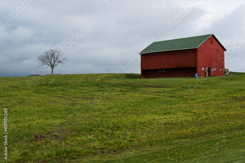 Red barn in the spring
