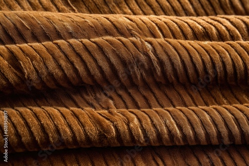 detail of corduroy fabric with visible stitching and texture, created with generative ai