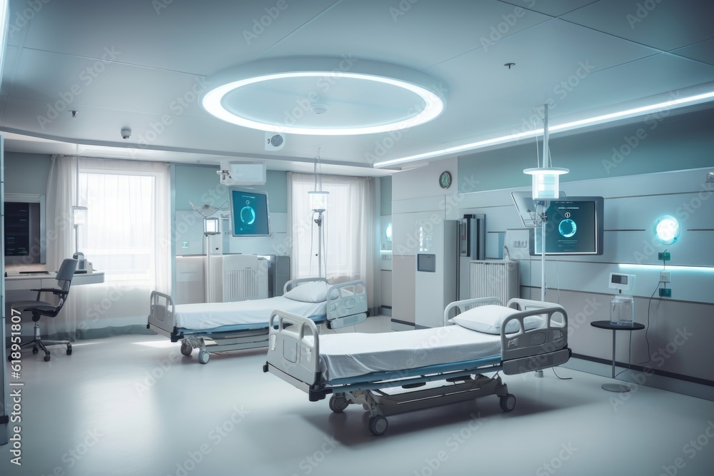 smart lighting system in hospital, providing a safe and calming environment for patients, created with generative ai smart lighting system in hospital, providing a safe and calming environment for patients, created with generative ai