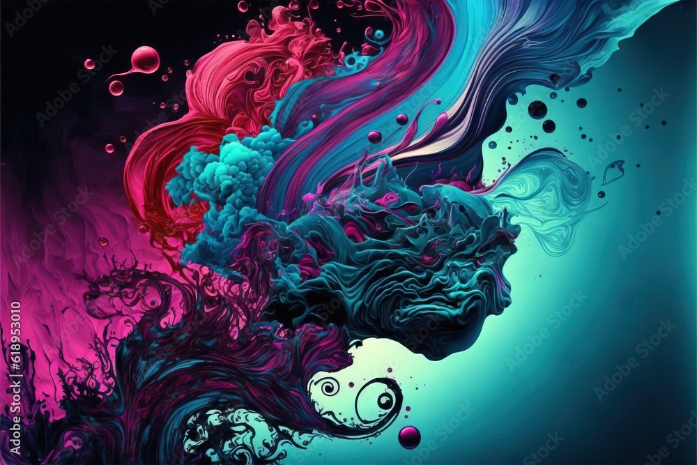 an abstract painting of a woman's face with a blue, pink, and purple ...
