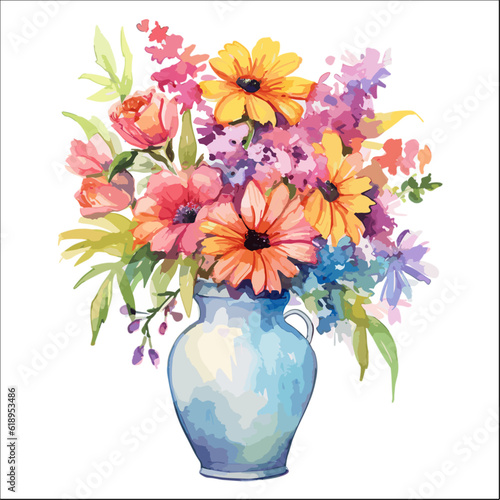 Clipart of flowers in vase for art design decoratve element.