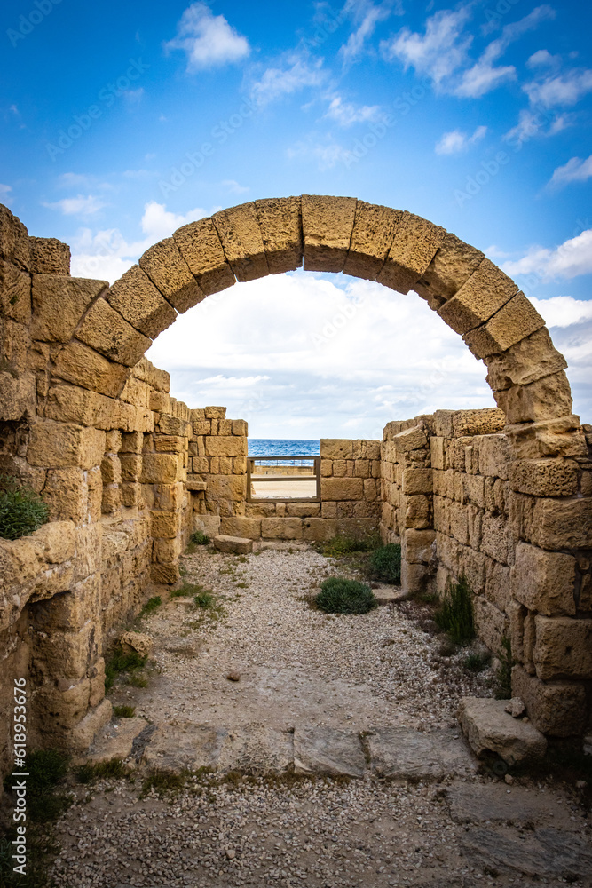 ruins of the ancient roman theatre, caesarea, israel, roman landmark, herod, historical, middle east, 
