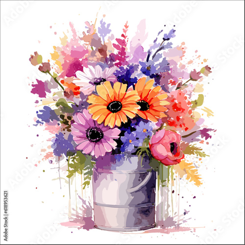 Clipart of flowers in vase for art design decoratve element.