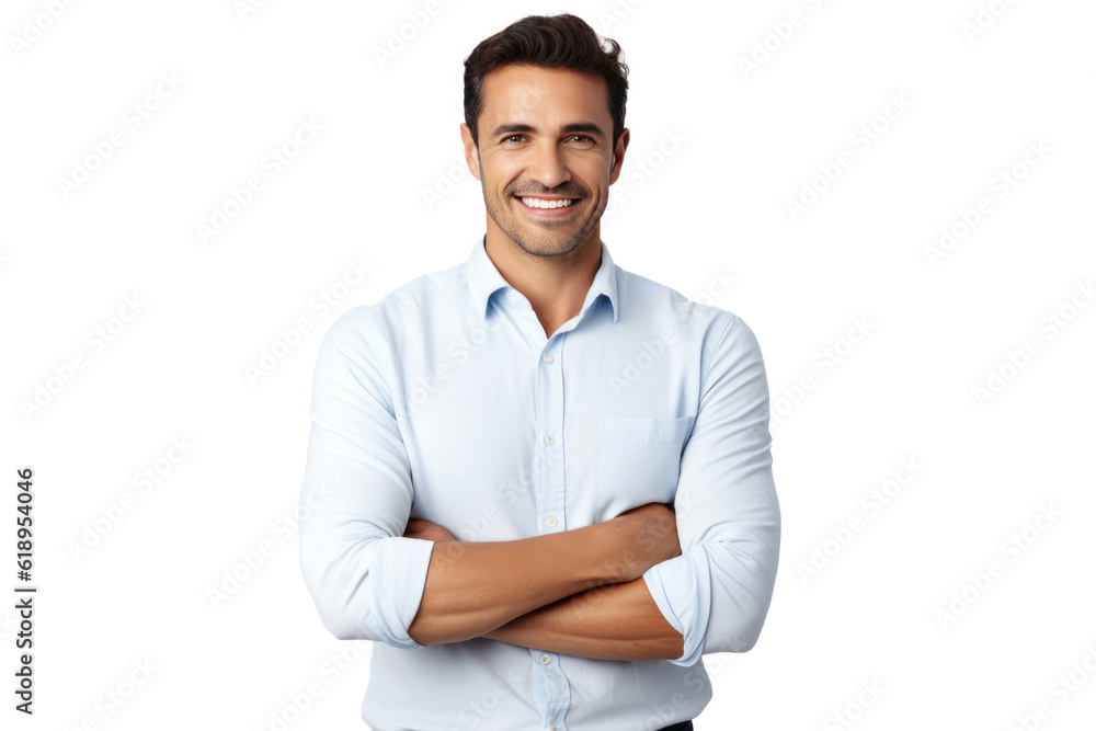 Happy person in front of a white background ai generated Happy person in front of a white background ai generated