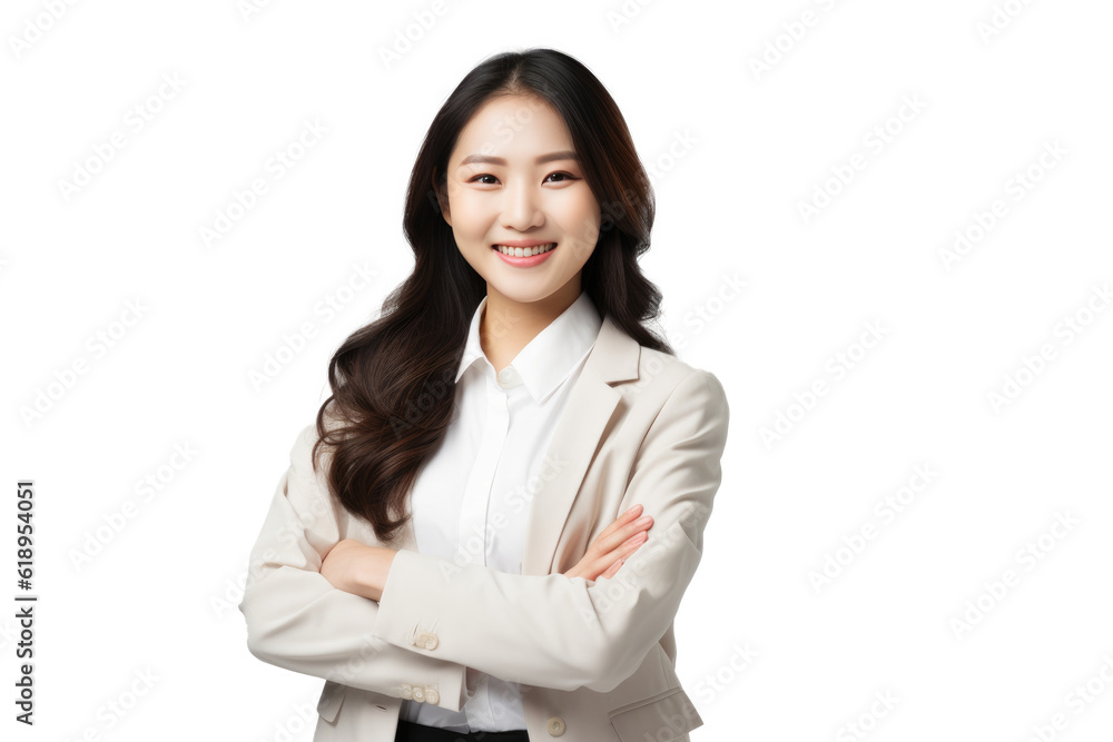 Happy person in front of a white background ai generated Happy person in front of a white background ai generated