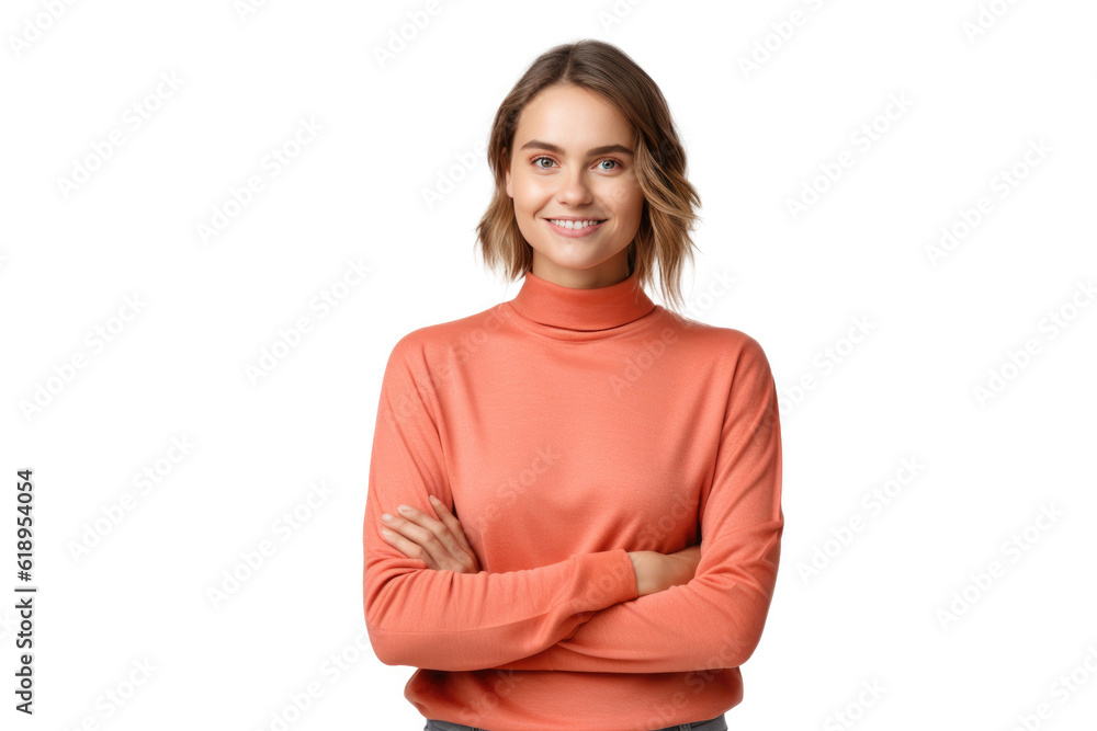 Happy person in front of a white background ai generated Happy person in front of a white background ai generated