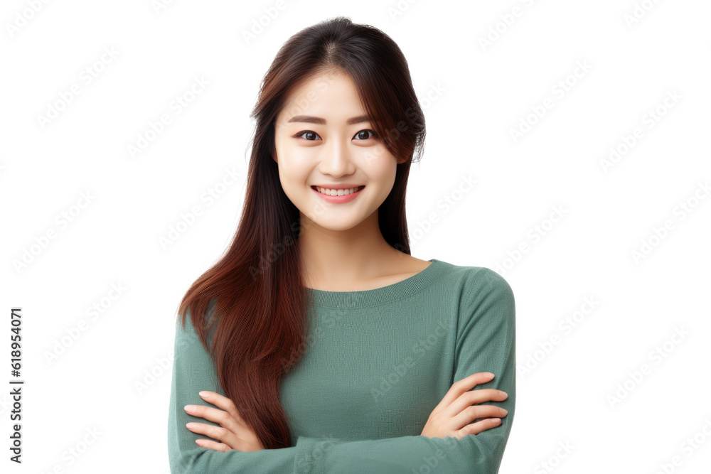 Happy person in front of a white background ai generated Happy person in front of a white background ai generated