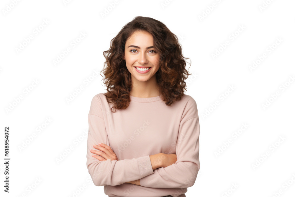 Happy person in front of a white background ai generated Happy person in front of a white background ai generated