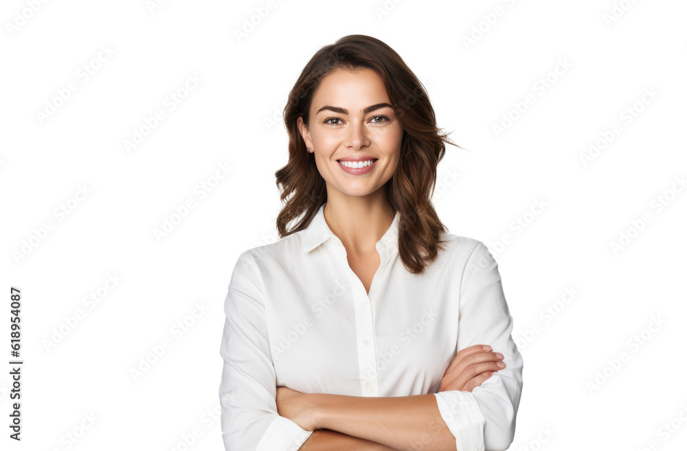 Happy person in front of a white background ai generated Happy person in front of a white background ai generated