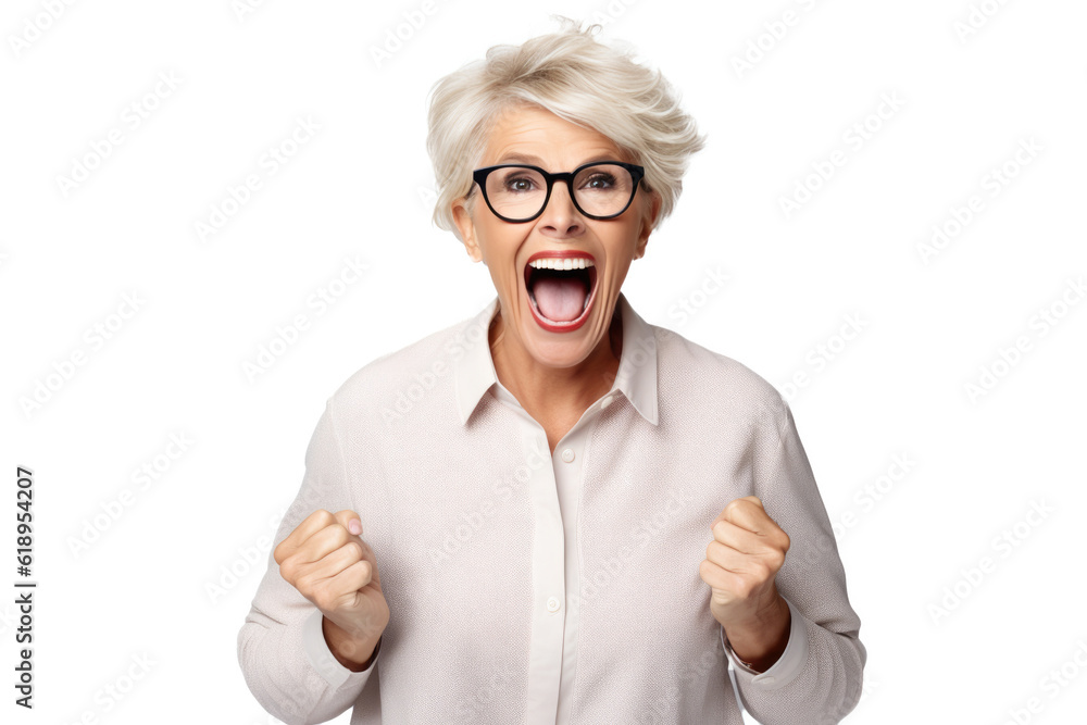 Happy person in front of a white background ai generated Happy person in front of a white background ai generated