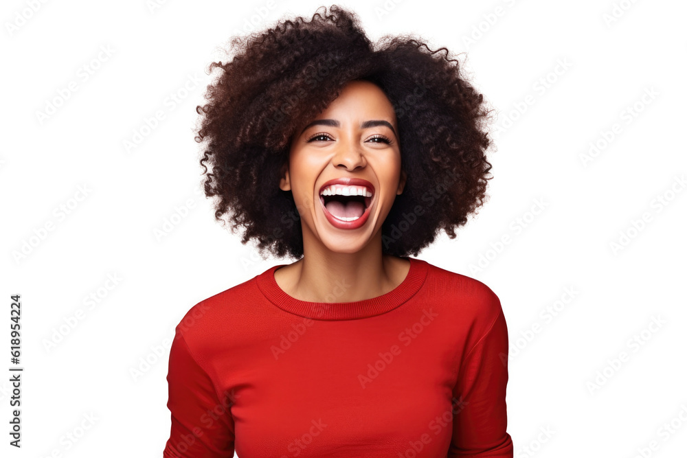 Happy person in front of a white background ai generated Happy person in front of a white background ai generated